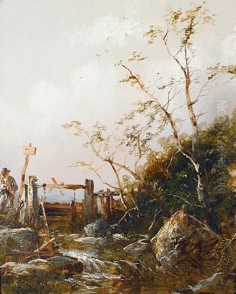 Stile By The Stream Oil Painting by Thomas Smythe