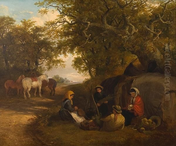 A Gypsy Encampment Oil Painting by Thomas Smythe