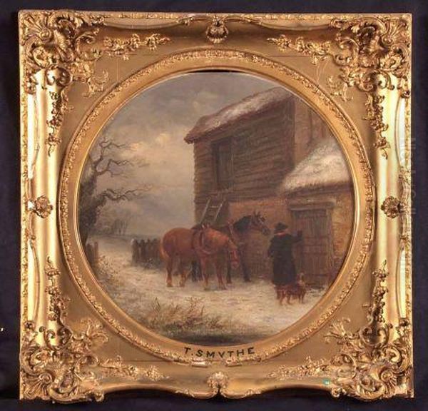 Horses Returning From Work In Winter Oil Painting by Thomas Smythe