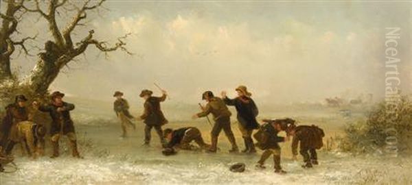 The Snowball Fight Oil Painting by Thomas Smythe