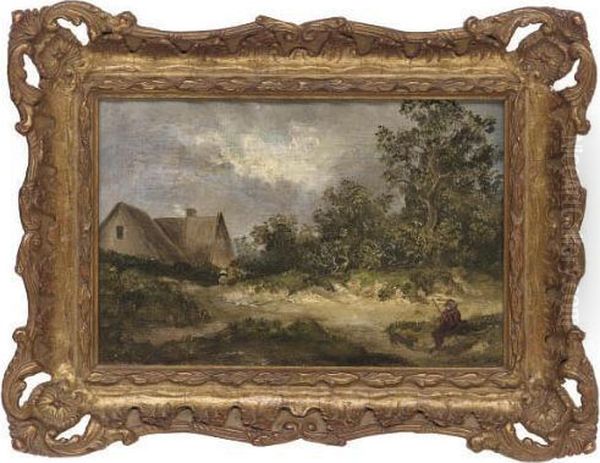 A Figure Resting Before A Cottage Oil Painting by Thomas Smythe