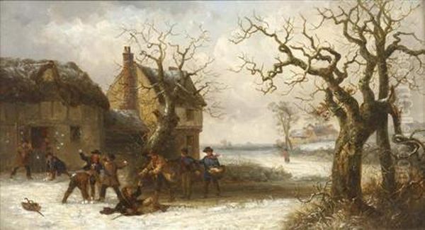 Snowballing Oil Painting by Thomas Smythe