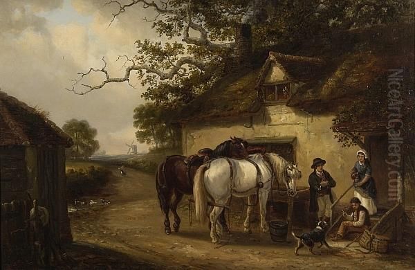 A Rest From Ploughing Oil Painting by Thomas Smythe