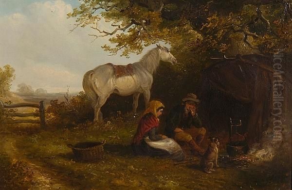 By The Camp Fire Oil Painting by Thomas Smythe