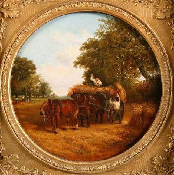 Figures Loading Thehay Cart Oil Painting by Thomas Smythe