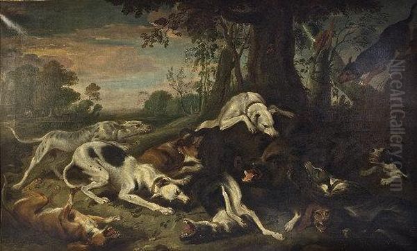 A Boar Hunt, The Kill Oil Painting by Frans Snyders