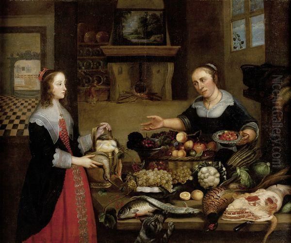 Deux Femmesdans Un Interieur De Cuisine Oil Painting by Frans Snyders