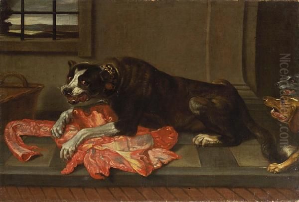 A Dog Defending A Carcass From Two Other Dogs Oil Painting by Frans Snyders