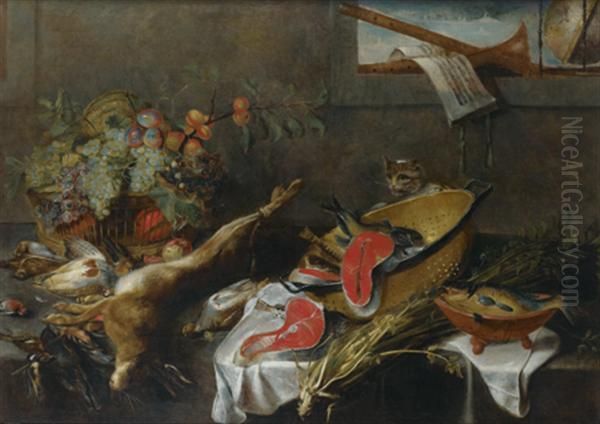 Nature Morte Au Gibier, Fruits Et Poissons Oil Painting by Frans Snyders