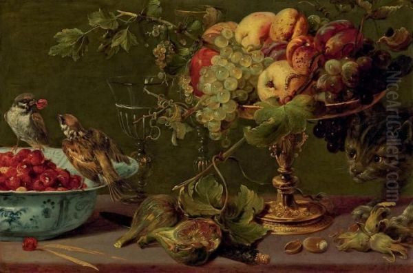 Fruit In A Silver Gilt Tazza Oil Painting by Frans Snyders