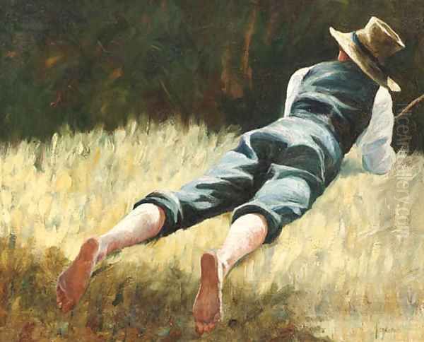 A lazy summers day Oil Painting by English School