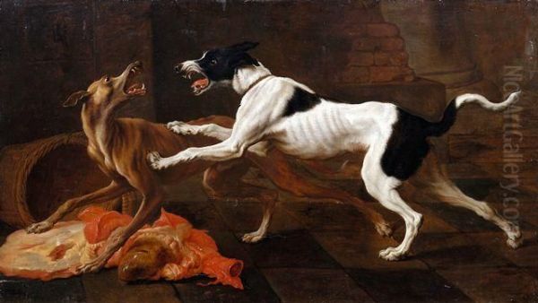 Zwei Hunde Streiten Sich Um Schlachtabfalle Oil Painting by Frans Snyders