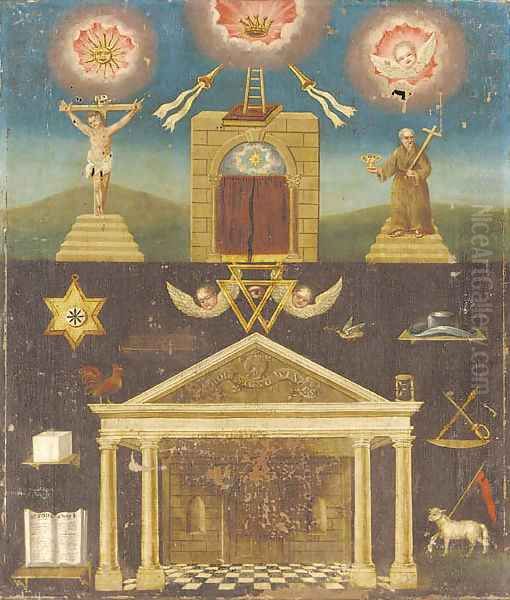 A Masonic composition Oil Painting by English School