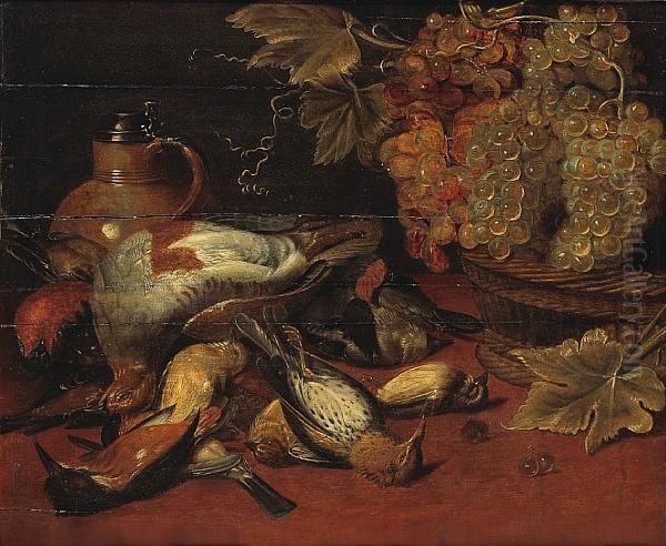 A Still Life With Grapes, A Tankard And Gamebirds by Frans Snyders