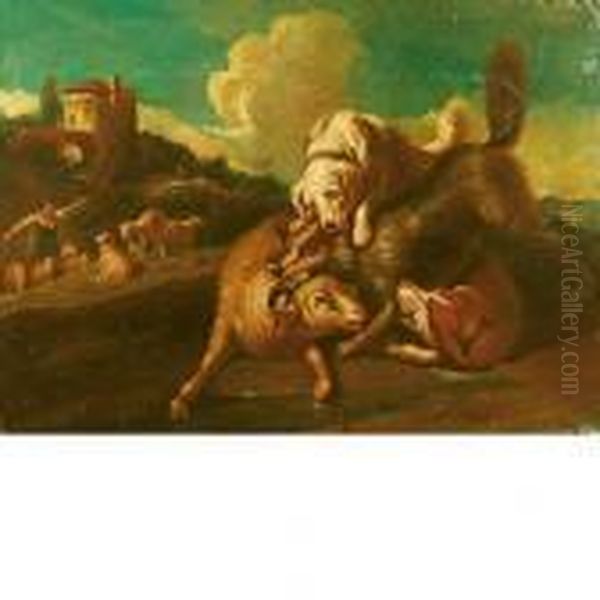 Montone Aggredito Dai Cani Oil Painting by Frans Snyders