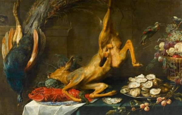 Still Life With Game, Lobster, Oysters And Fruits Oil Painting by Frans Snyders