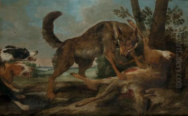 Loup Defendant Le Chevreuil Oil Painting by Frans Snyders