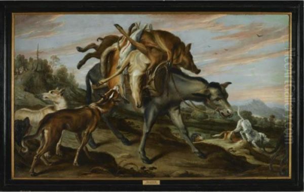 A Mule Carrying The Spoils Of A Hunt Oil Painting by Frans Snyders