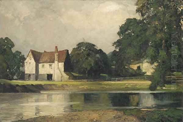 A peaceful stretch of the river 2 Oil Painting by English School