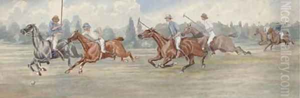 A Polo Match Oil Painting by English School