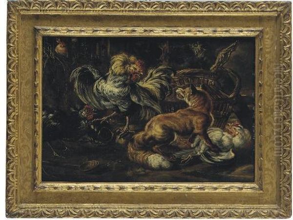 A Cockerel Fighting A Fox Oil Painting by Frans Snyders