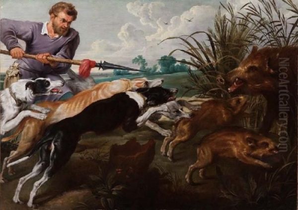 Caccia Al Cinghiale Oil Painting by Frans Snyders