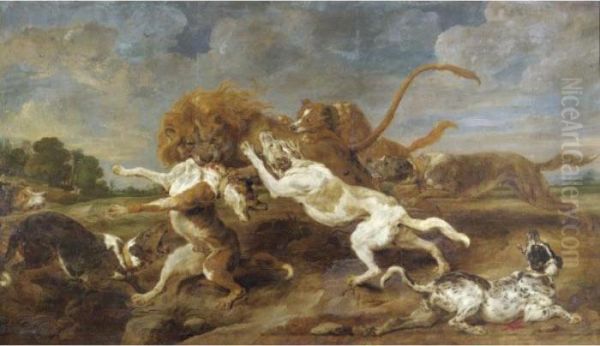 A Lion Hunt Oil Painting by Frans Snyders