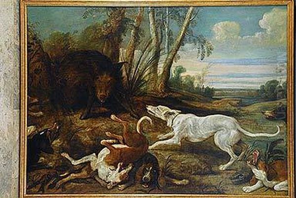 Perros Acosando A Un Jabali Oil Painting by Frans Snyders