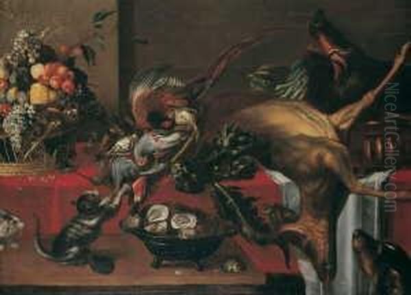 Stilleben Mit Erlegtem Wild Und Fruchten. Oil Painting by Frans Snyders