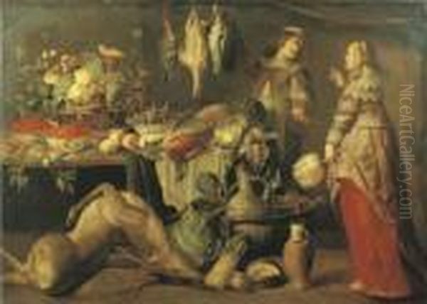 Gentildonna Al Mercato Oil Painting by Frans Snyders