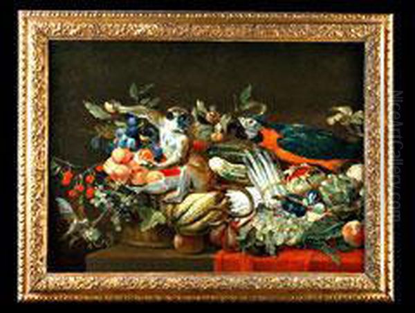 Fruchte Mit Affe Und Papagei Oil Painting by Frans Snyders