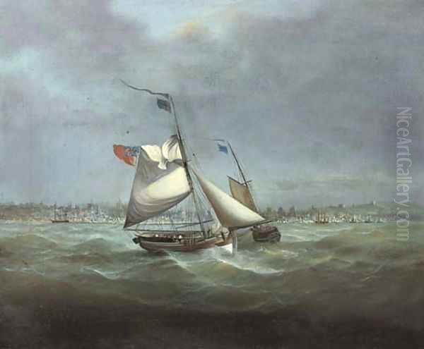 A stiff breeze Heading out to the fishing grounds Oil Painting by English School