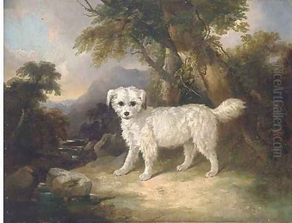 A terrier in a landscape 2 Oil Painting by English School