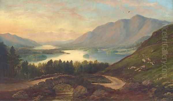 A view across the valley, evening Oil Painting by English School