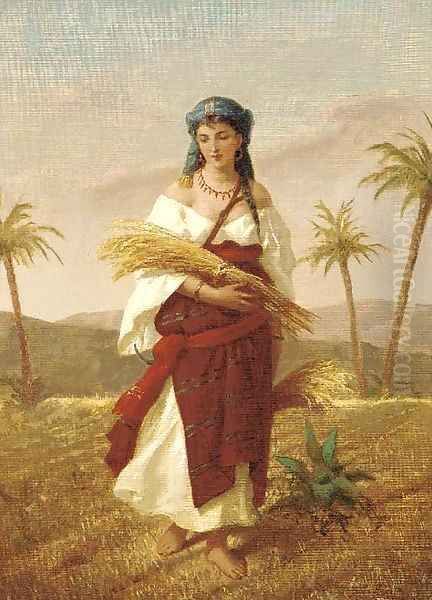 A young beauty harvesting Oil Painting by English School