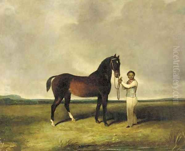 An Arab held by a groom Oil Painting by English School