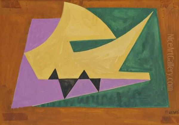 Composition, Vers 1950 Oil Painting by Atanasio Soldati