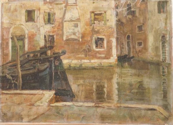 Coppia Di Scorci Veneziani Oil Painting by Giuseppe Solenghi