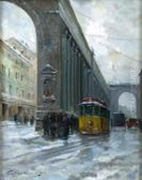 Milano Sotto La Neve Oil Painting by Giuseppe Solenghi