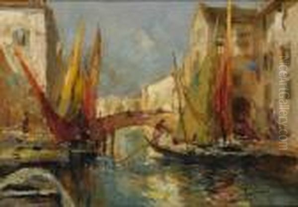 Vele A Chioggia Oil Painting by Giuseppe Solenghi