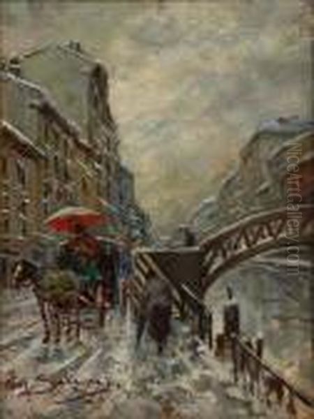 Milano Sotto La Neve Oil Painting by Giuseppe Solenghi