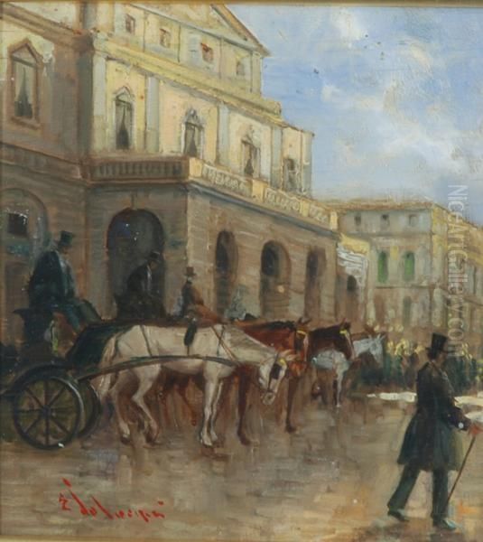 Carrozze Inpiazza Della Scala Oil Painting by Giuseppe Solenghi