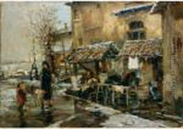 Al Lavatoio Oil Painting by Giuseppe Solenghi