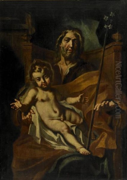 Kristus Och Josef Oil Painting by Francesco Solimena