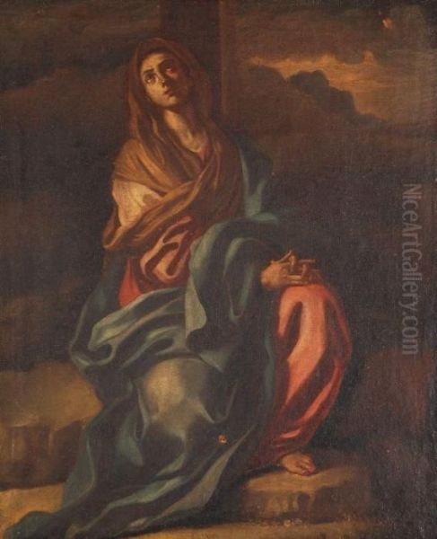 The Madonna At The Foot Of The Cross Oil Painting by Francesco Solimena