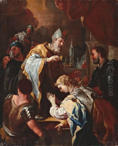 De Zegening Van Koning Salomon Oil Painting by Francesco Solimena