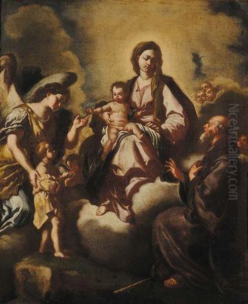 Madonna Con Bambino E Santi Oil Painting by Francesco Solimena