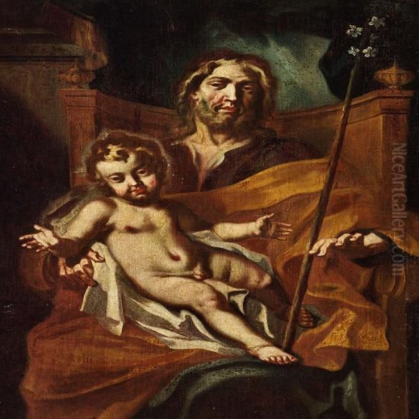 Saint Christopher And The Infant Jesus Oil Painting by Francesco Solimena