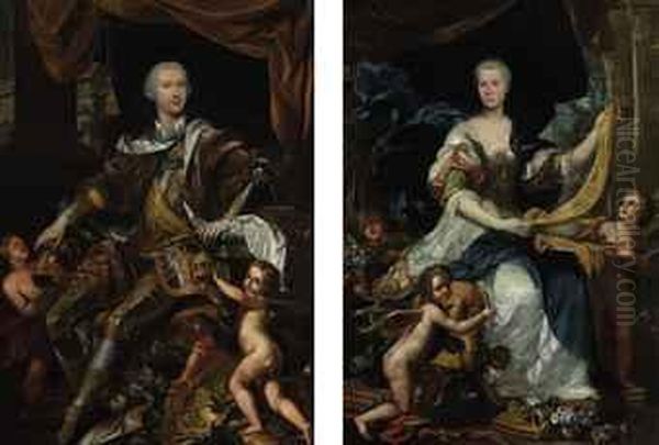 An Allegorical Portrait Of A Seated Gentleman, Full-length Oil Painting by Francesco Solimena