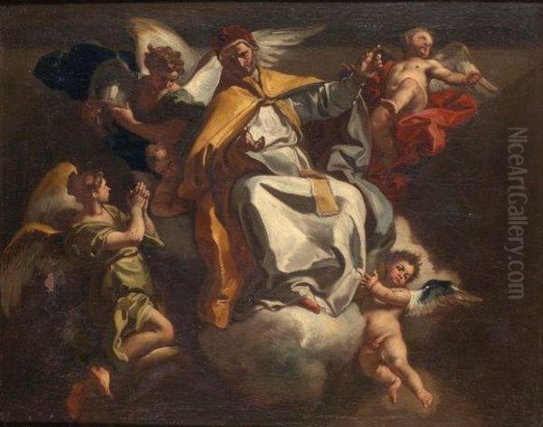 Saint Pie V En Gloire Parmi Les Anges Oil Painting by Francesco Solimena